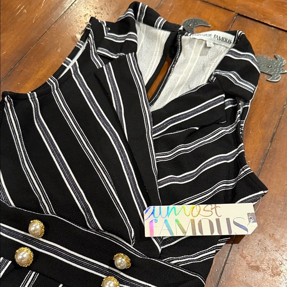 Almost Famous Black and White Striped Dress - Picture 2 of 4